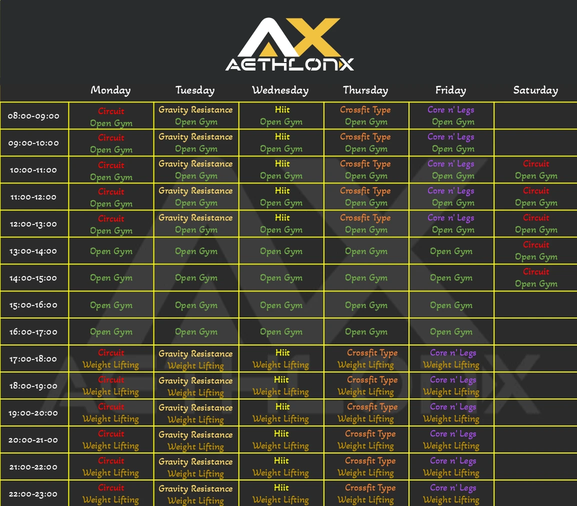 Daily Program of gym Aethlonx